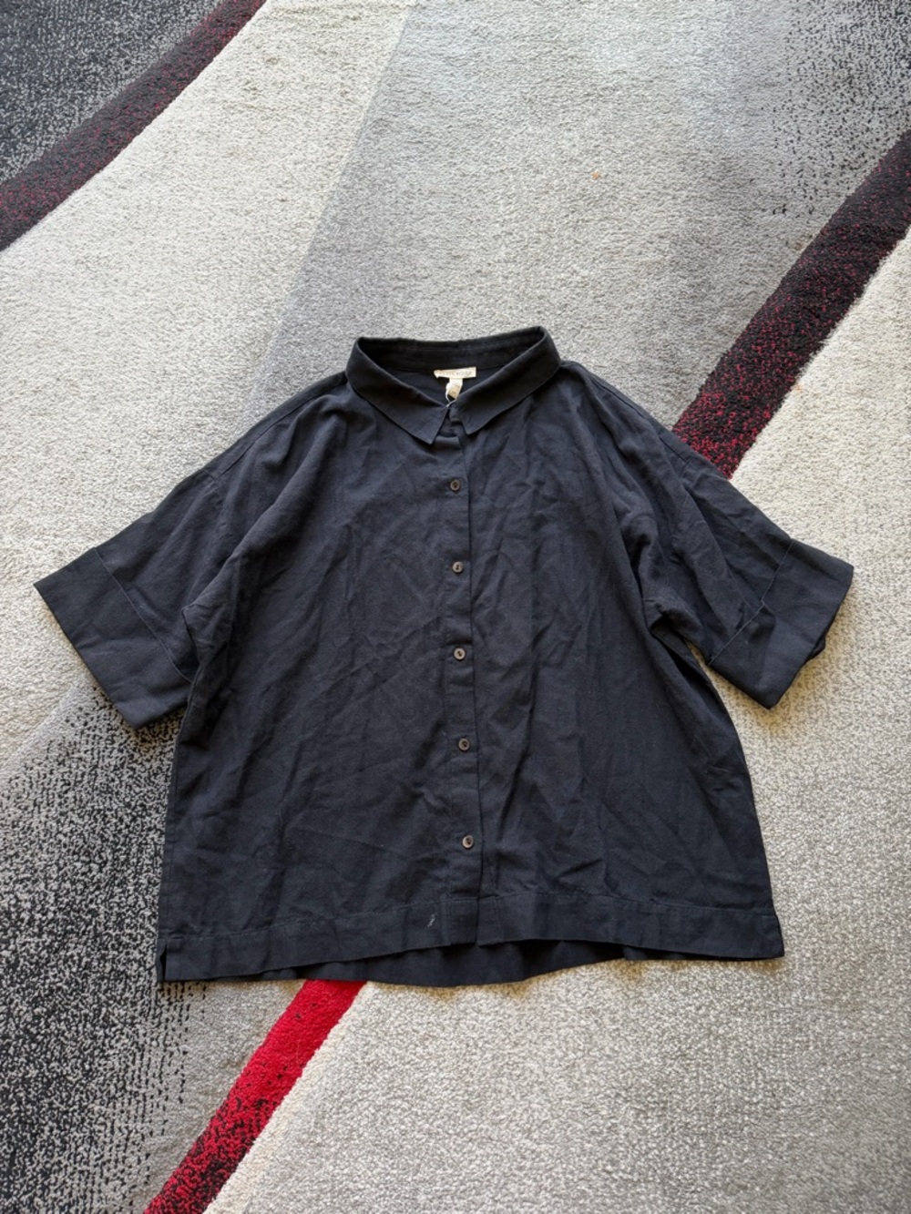 Eileen Fisher Black Classic Collar Shirt